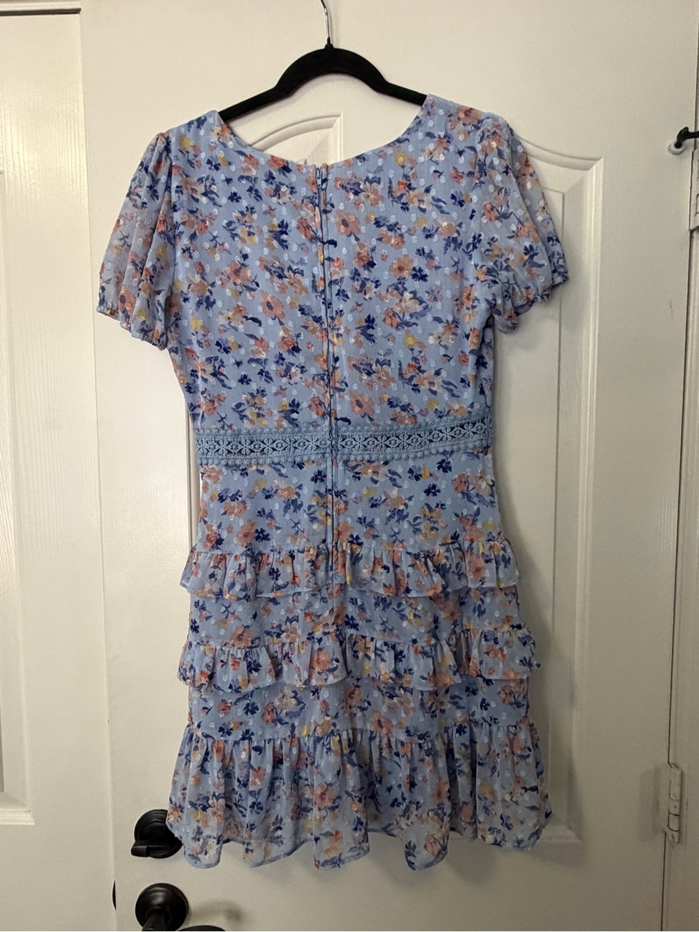 Light Blue Floral Ruffle Dress - Picture 2 of 2